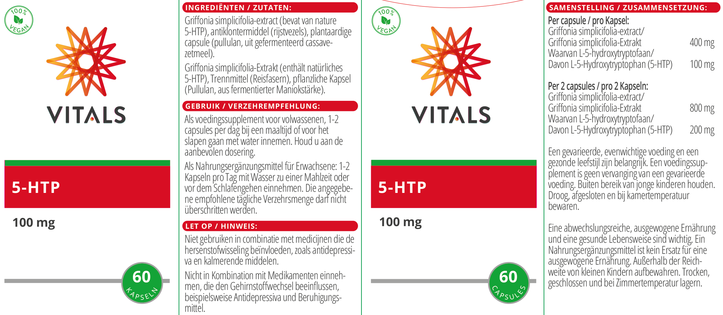 Vitals 5-HTP, 60 Kapseln Schlaf EAN: 8716717002856