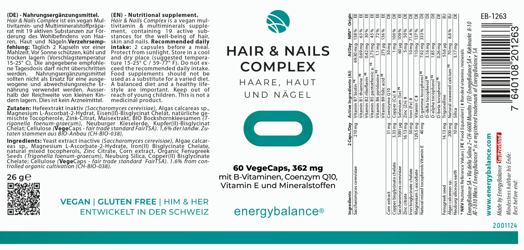 Hair and Nails Etikett von Energybalance