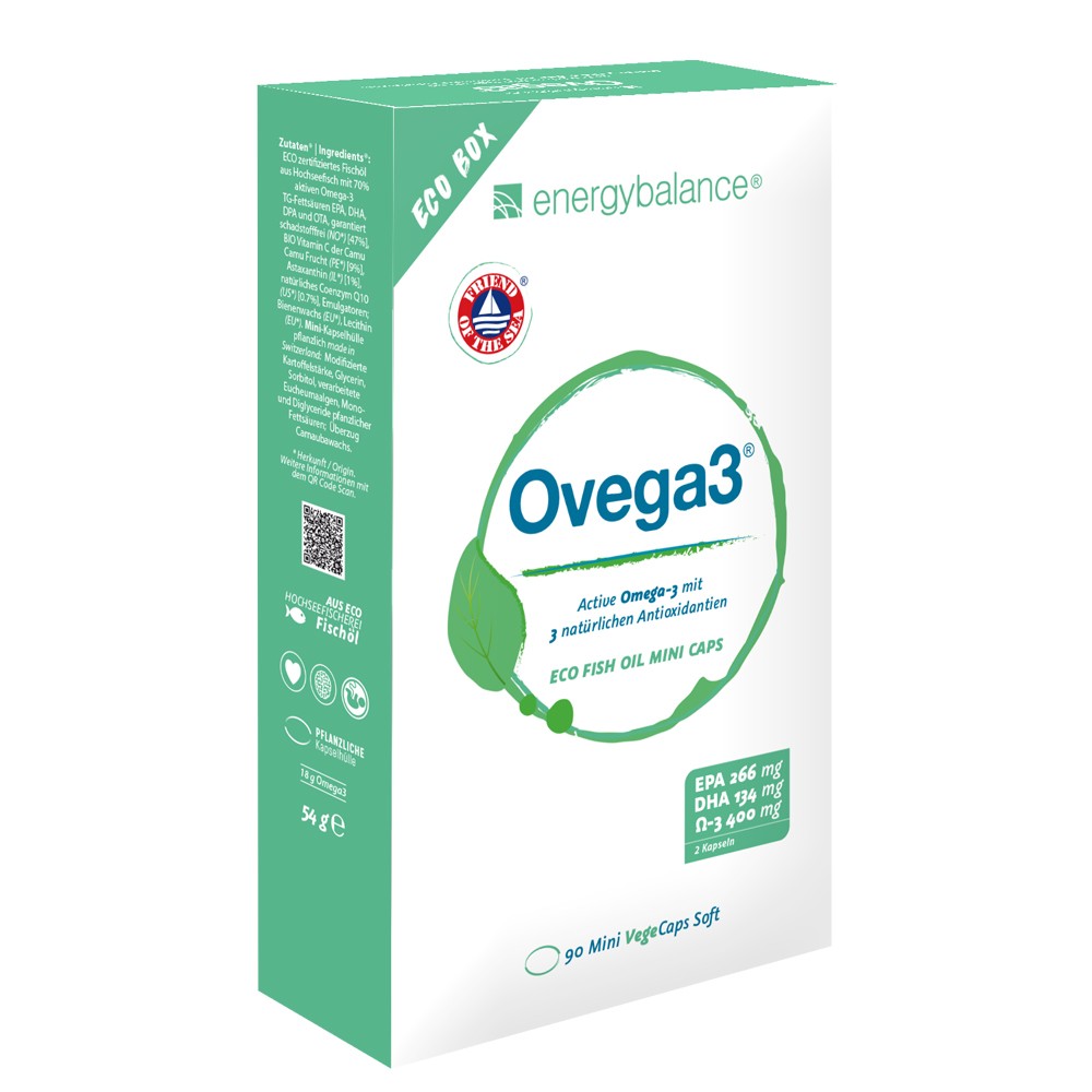 Ovega3 Aceite de pescado, Vit C, Q10, Astaxantina, 90 cápsulas