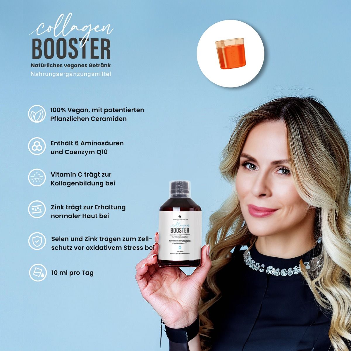 EnergyBalance VEGAN Collagen BOOSTER with 6 amino acids, CoQ10 and ceramides, 300ml Falten EAN: 7640108209412