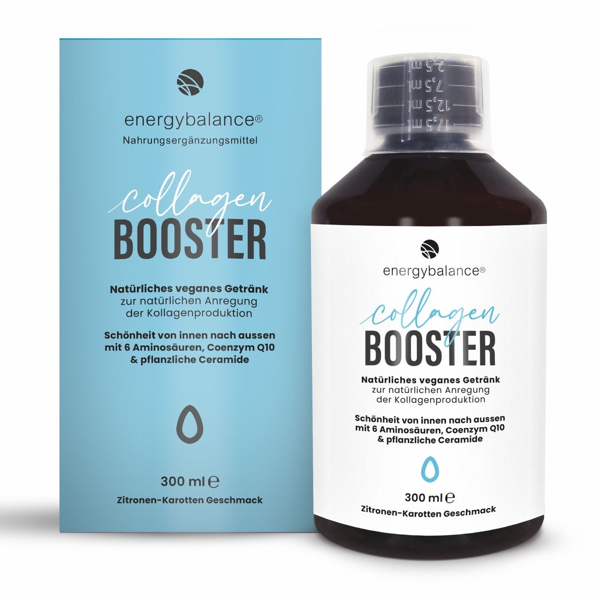 Collagen BOOSTER VEGAN mit 6 Aminosäuren, Coenzym Q10 & pflanzlichen Ceramiden, 300ml - Monatspackung