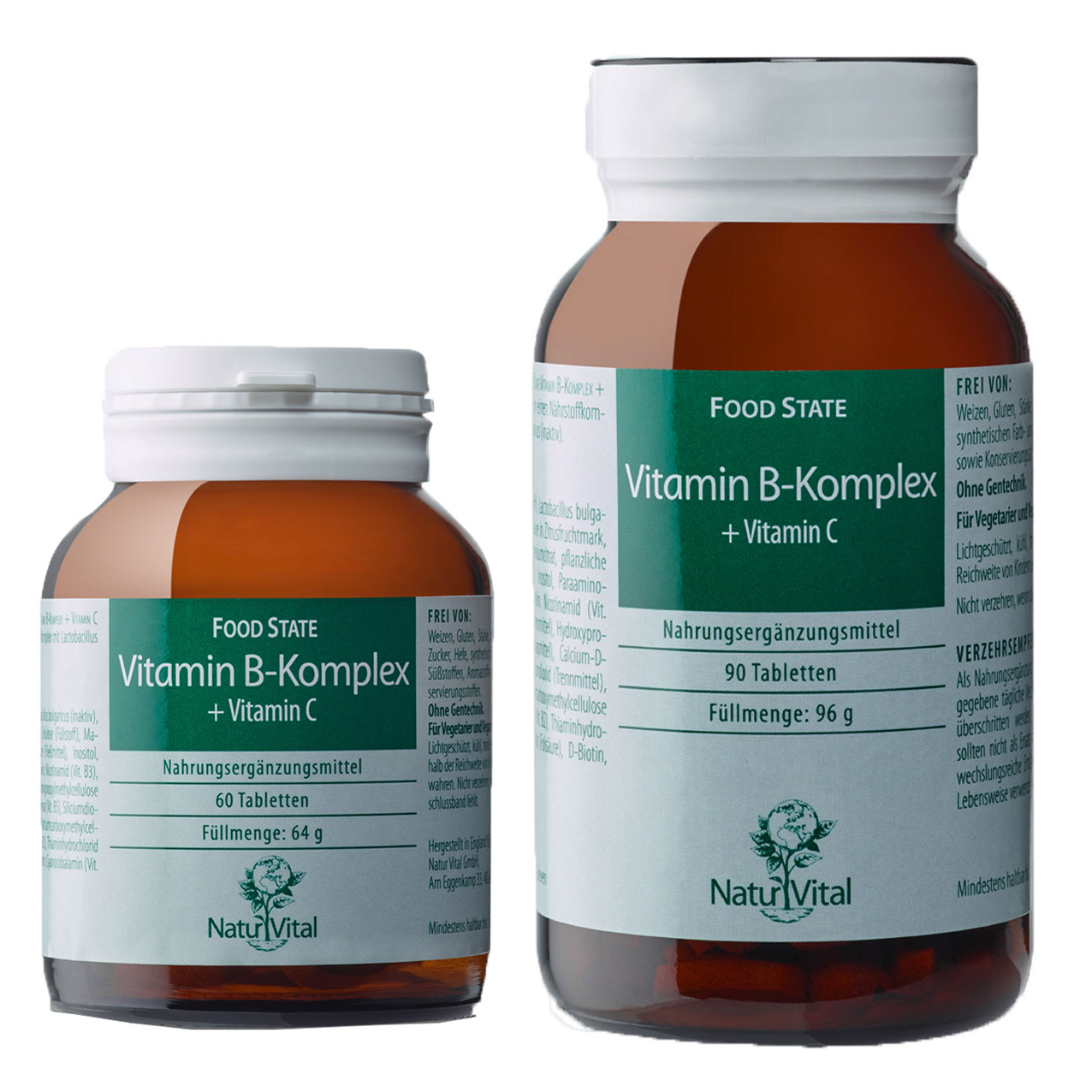 Vitamin B Komplex + Vitamin C von Natur Vital 60 und 90 Tabletten Vorschau