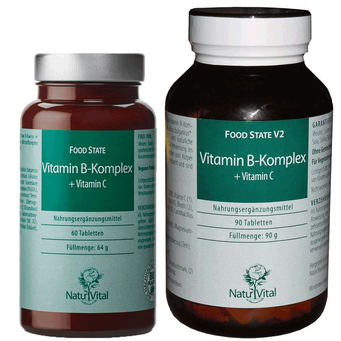 Vitamin B Komplex + Vitamin C Natur Vital 60 und 90 Tabletten Vorschau Vitamin B Komplex + Vitamin C von Natur Vital 60 und 90 Tabletten Vorschau