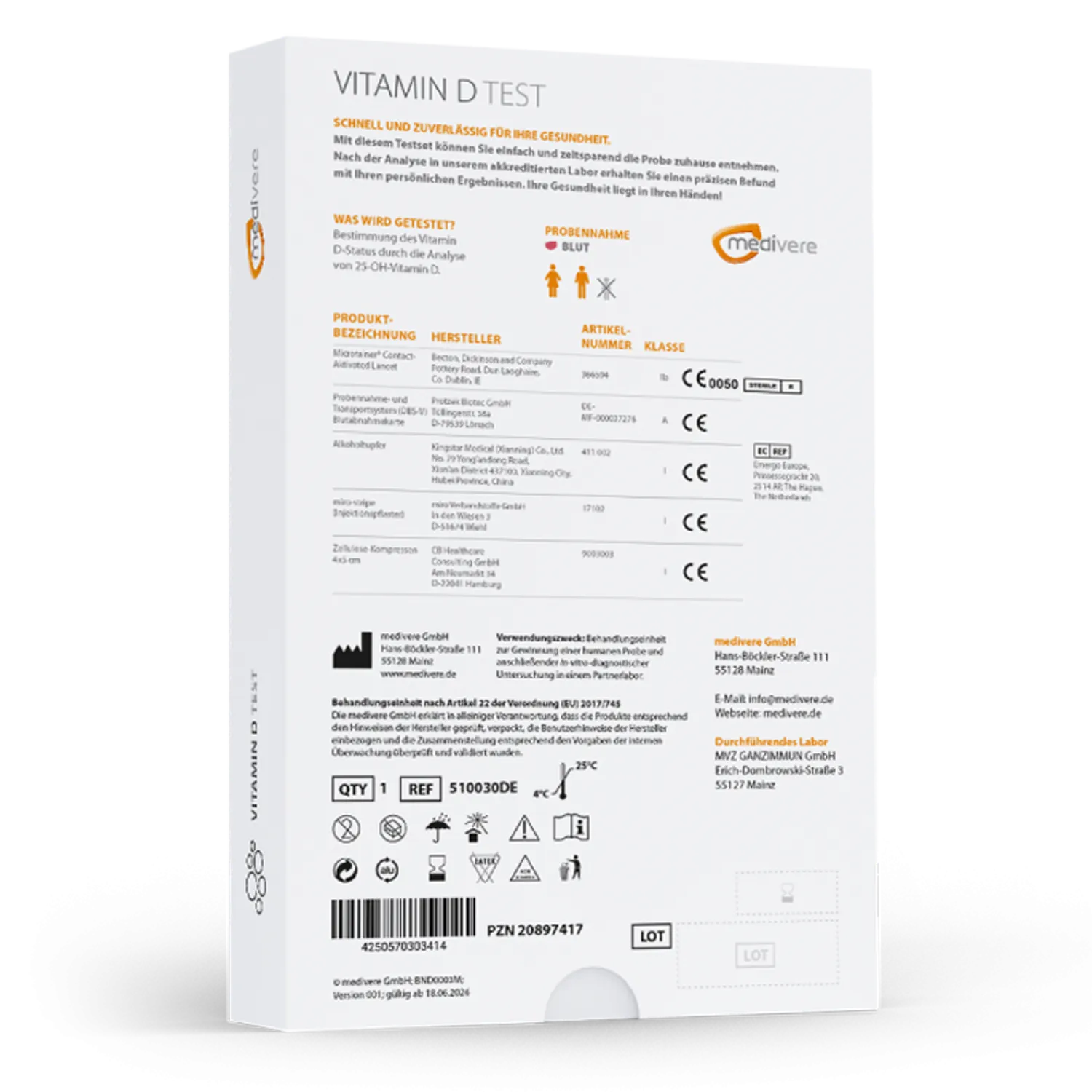 Medivere Vitamin D Test MV3111 EAN: 4250570300321