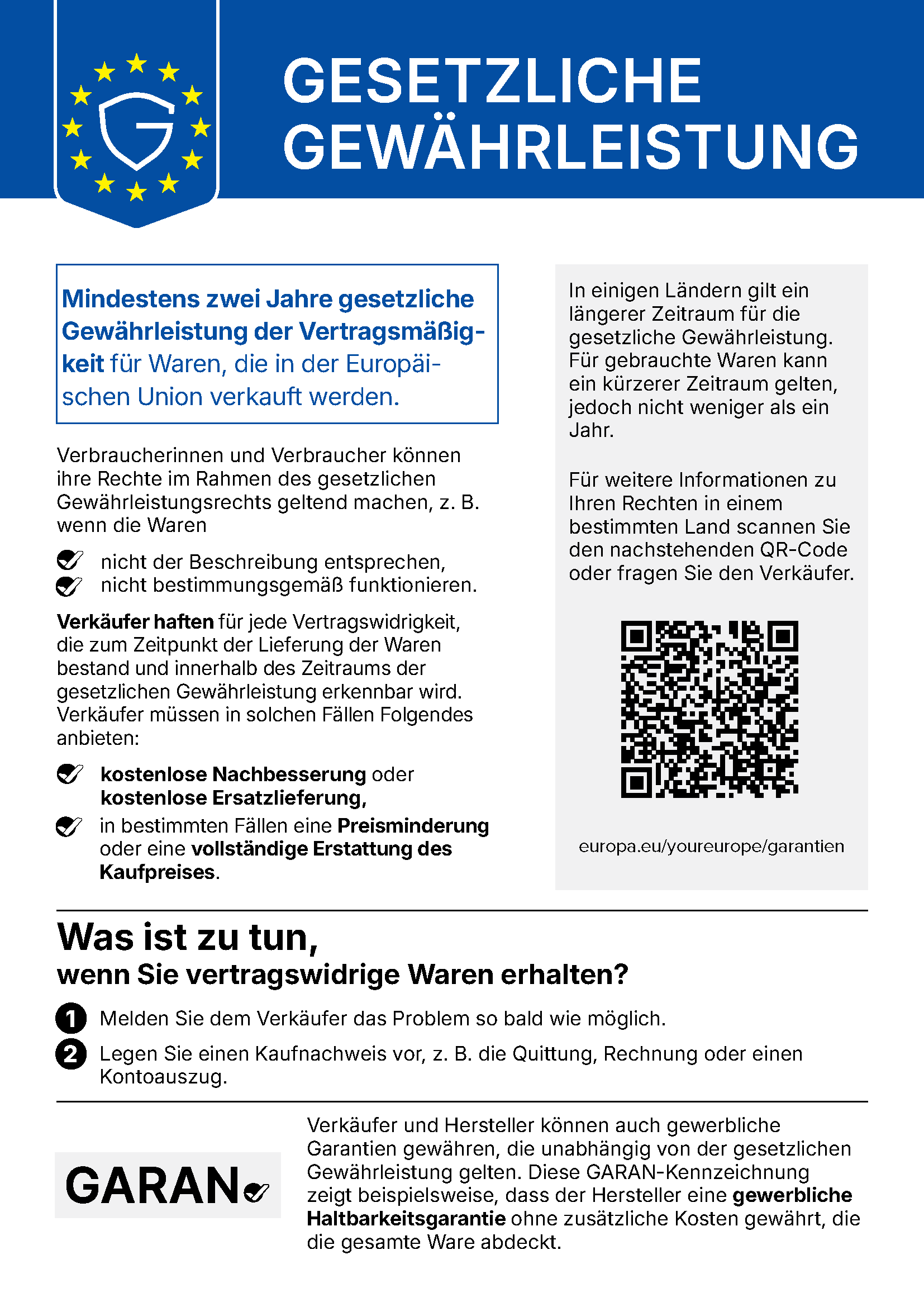 Gewaehrleistungs-Label der EU