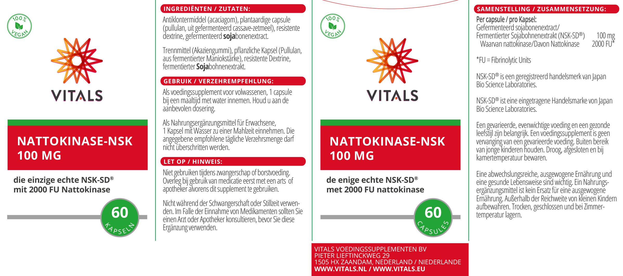 Vitals Nattokinase-NSK, 60 Kapseln  EAN: 8716717004683