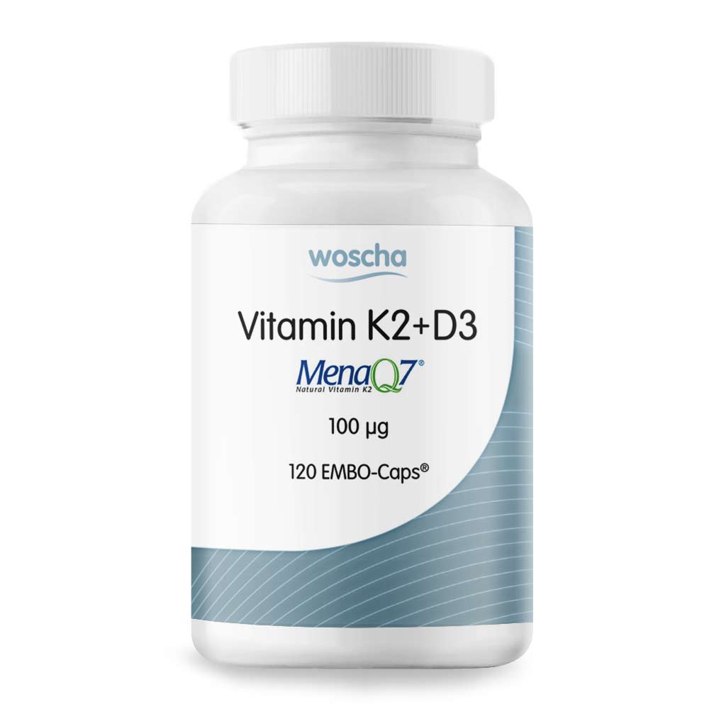 Woscha Vitamin K2 + D3 von podo medi beinhaltet 120 Kapseln
