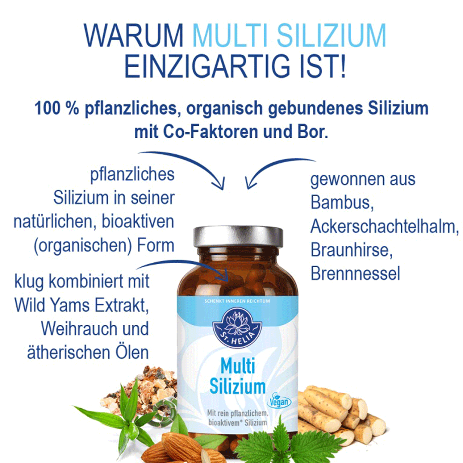 St. Helia Multi-Silicon with Bamboo and Herbs, 150 capsules Sicilium capsules EAN: 4260296430967