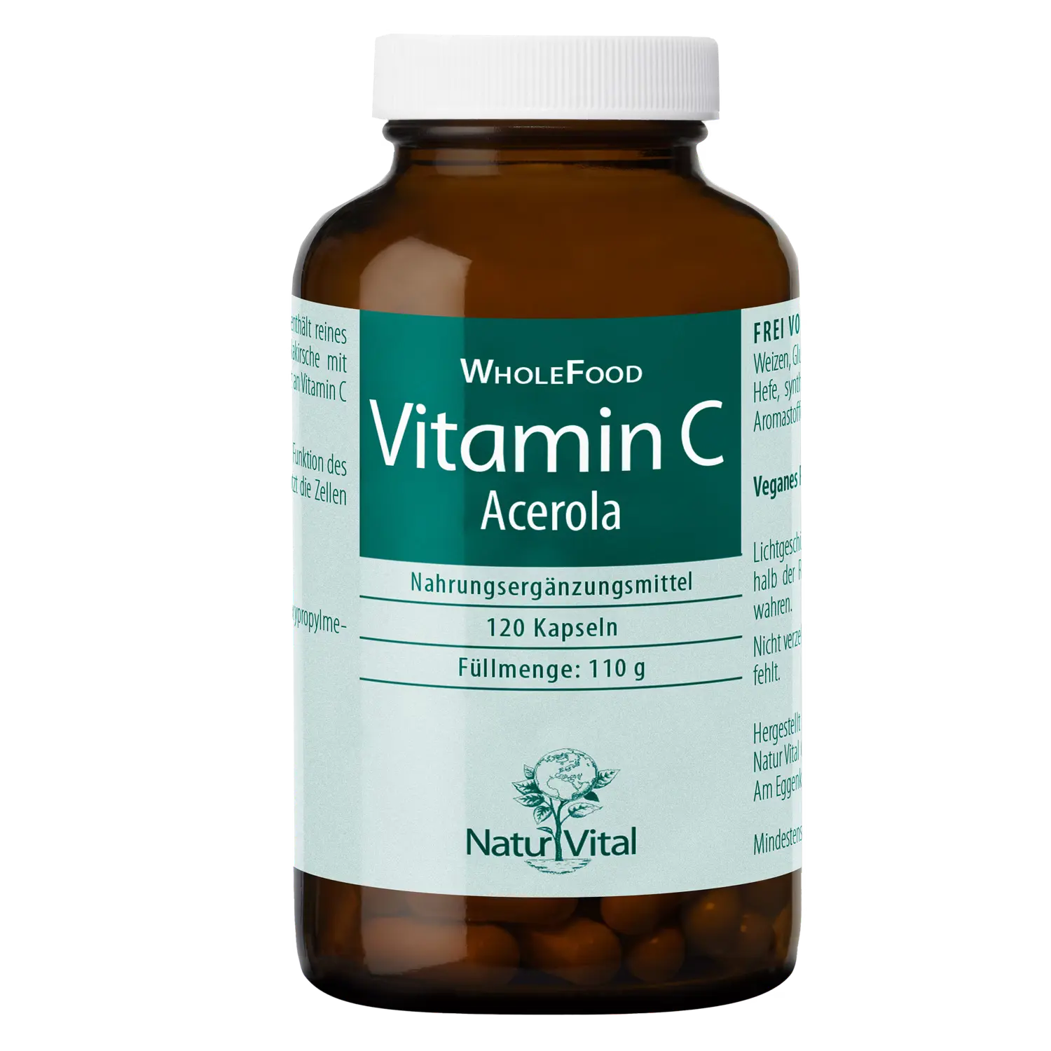 Vitamin C mit Bioflavonoiden von Natur Vital beinhaltet 120 Kapseln