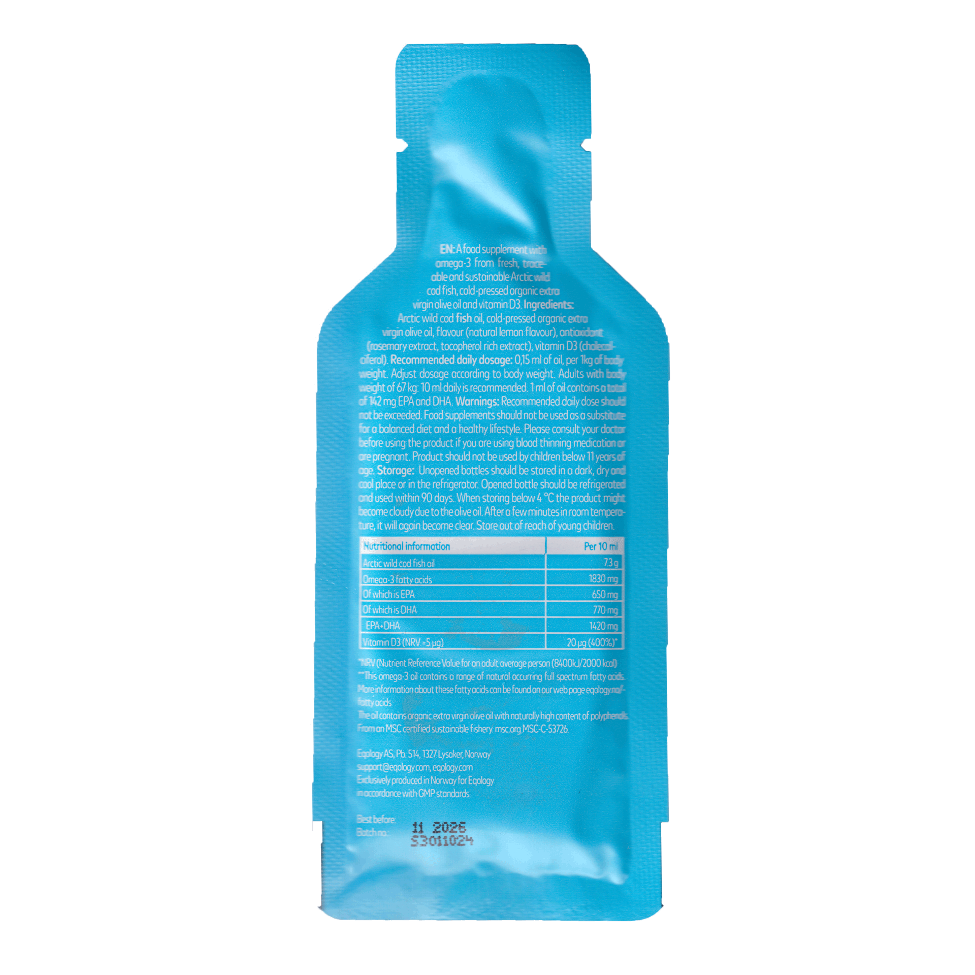 EQOLOGY Pure Arctic Oil Travel Pouch, 10 ml