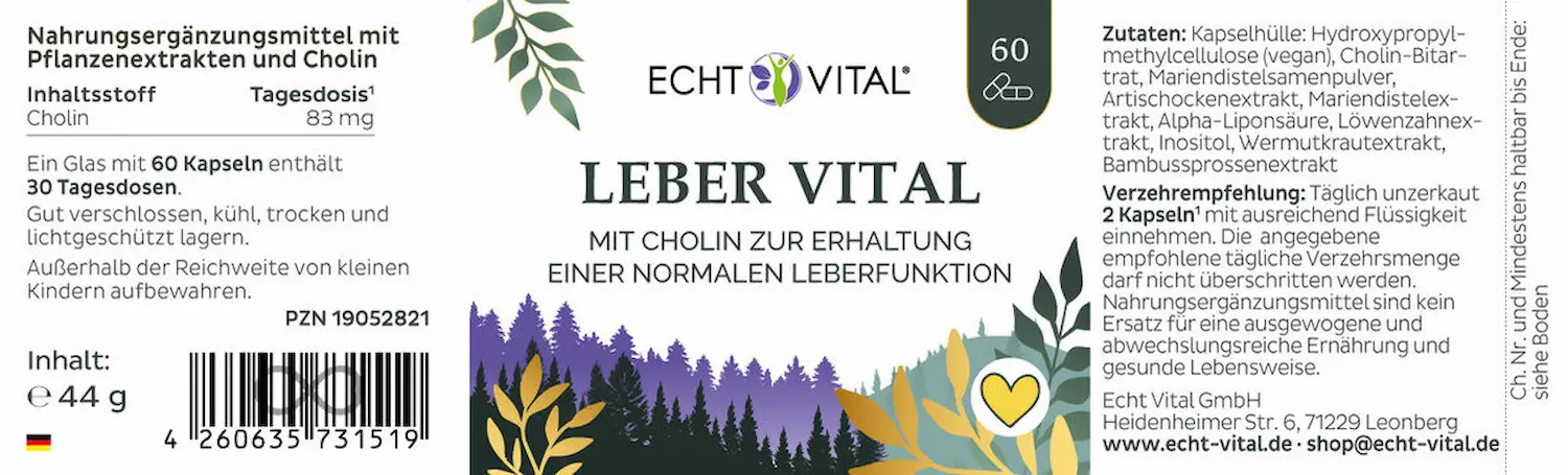 Echt Vital Leber Vital mit Cholin, 60 Kapseln  EAN: 4260635731519