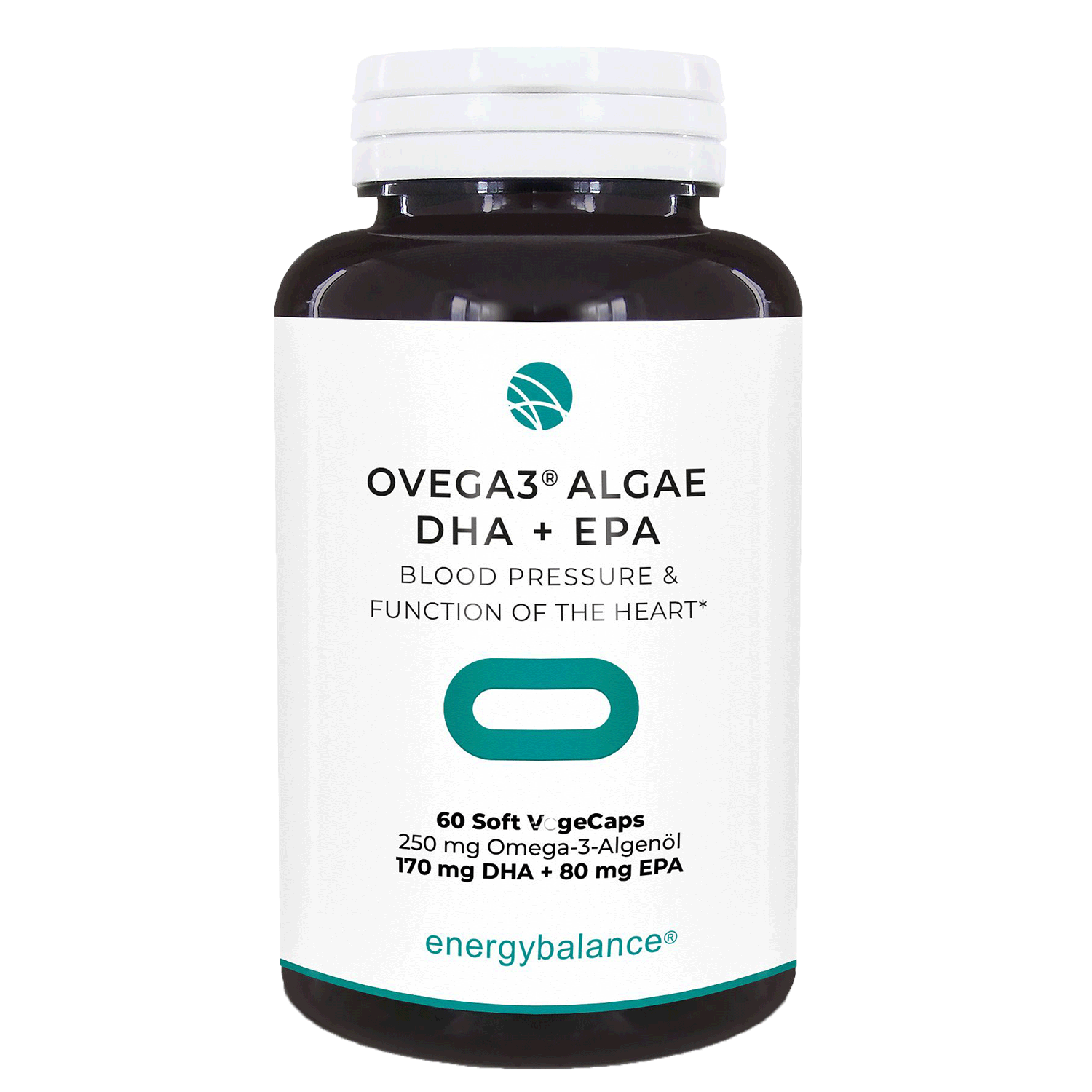 EnergyBalance Ovega3 Algae DHA + EPA, Algenöl 250 mg Omega-3, 60 VegeCaps  EAN: 7640108201560