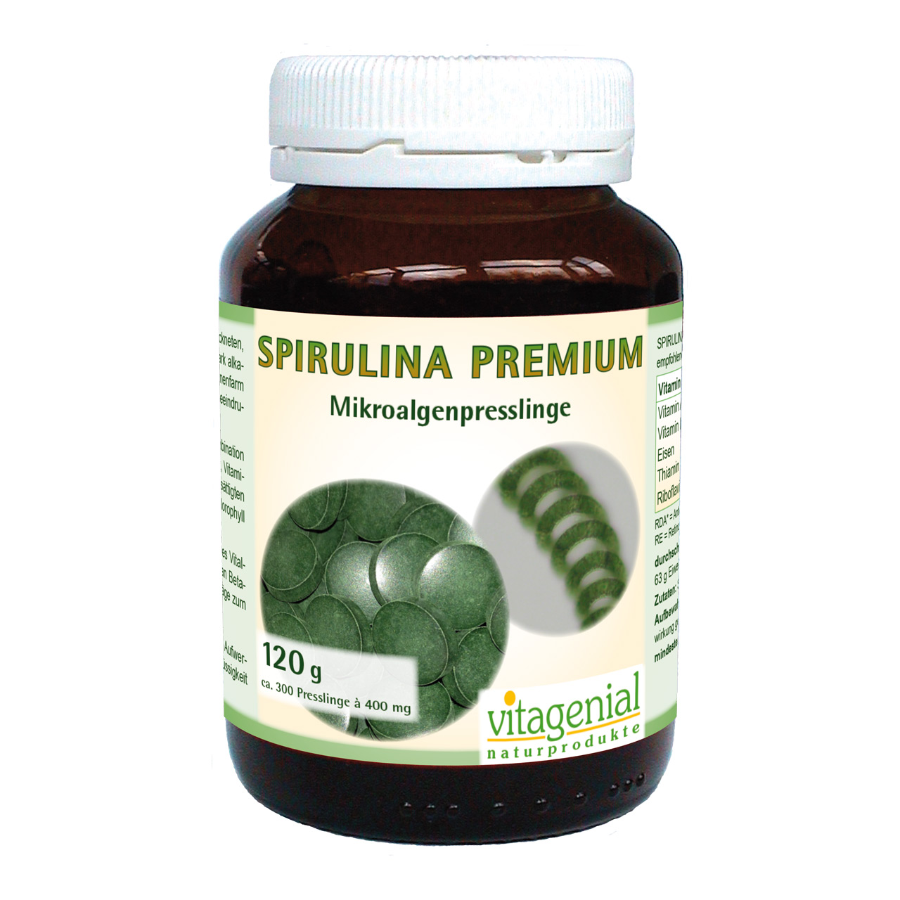 Spirulina Mikroalgenpresslinge Vitagenial 120 g Vitagenial Spirulina Mikroalgenpresslinge in 120 Gramm Version