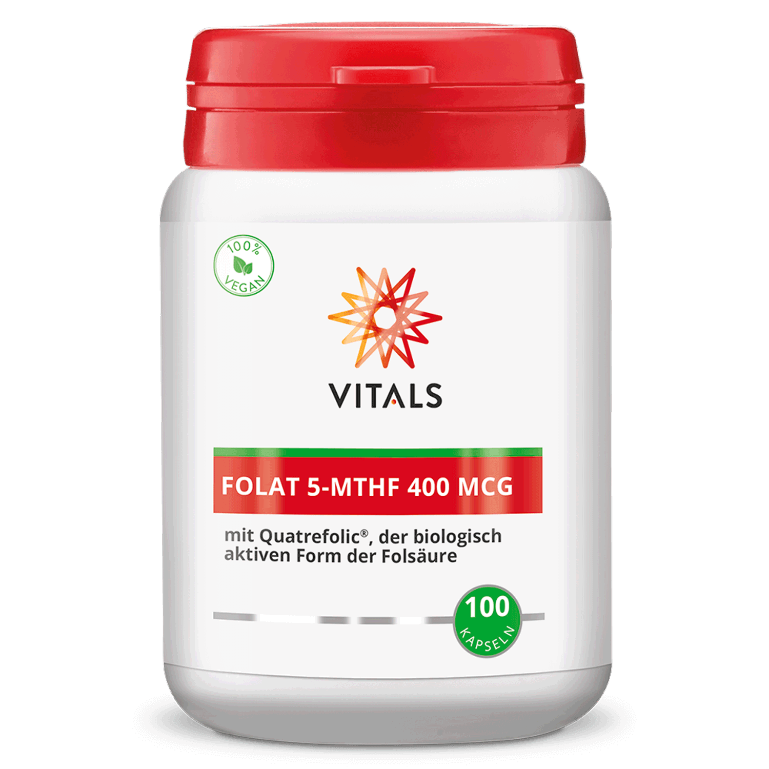 Vitals Folate 5-MTHF 400 mcg, 100 capsules  EAN: 8716717004072