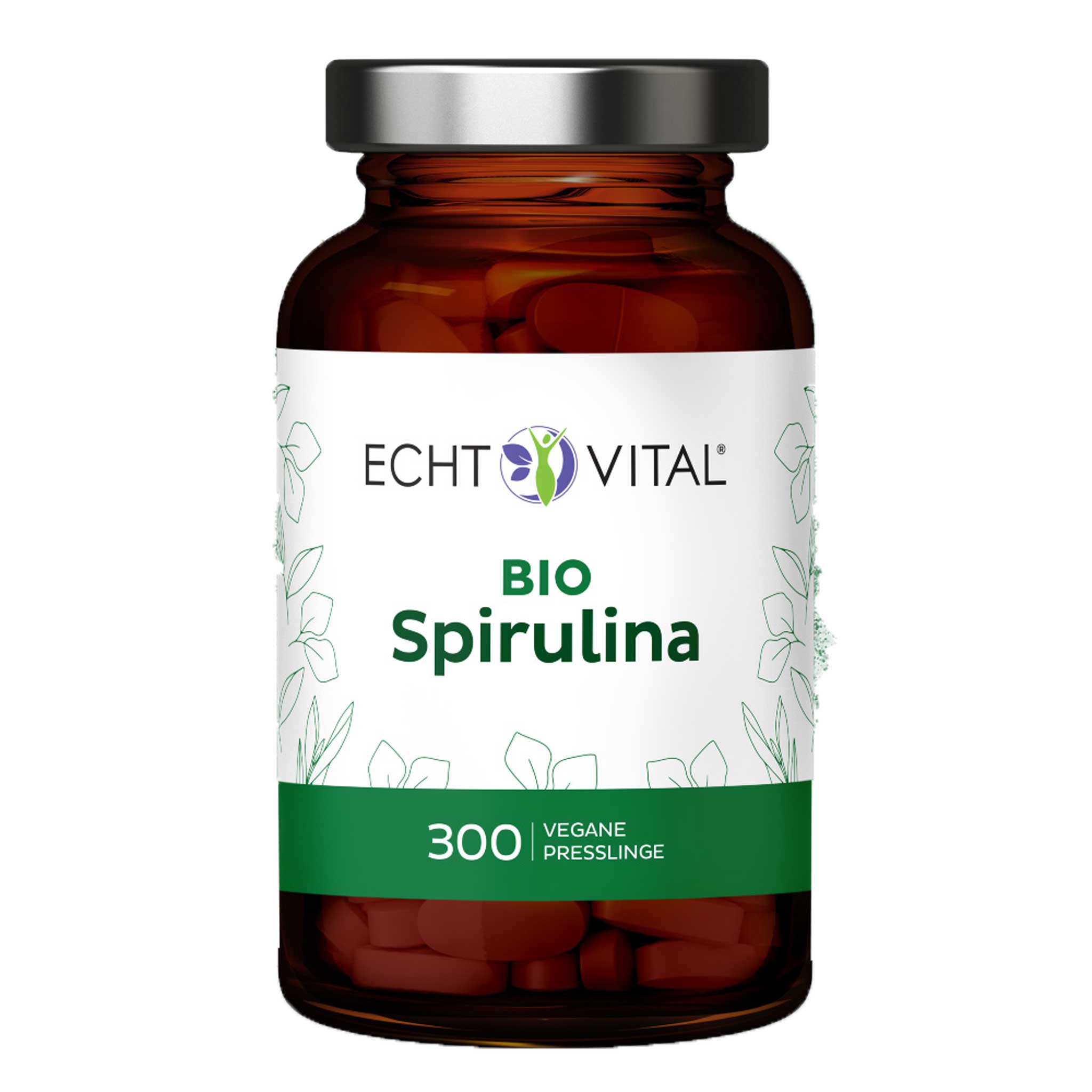 Bio Spirulina von Echt Vital beinhaltet 300 vegane Presslinge 