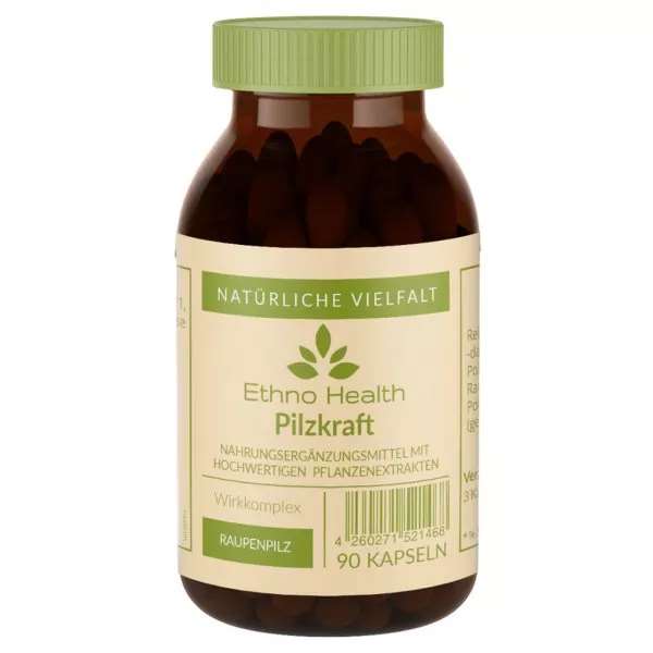 Pilzkraft von Ethno Health beinhaltet 90 Kapseln