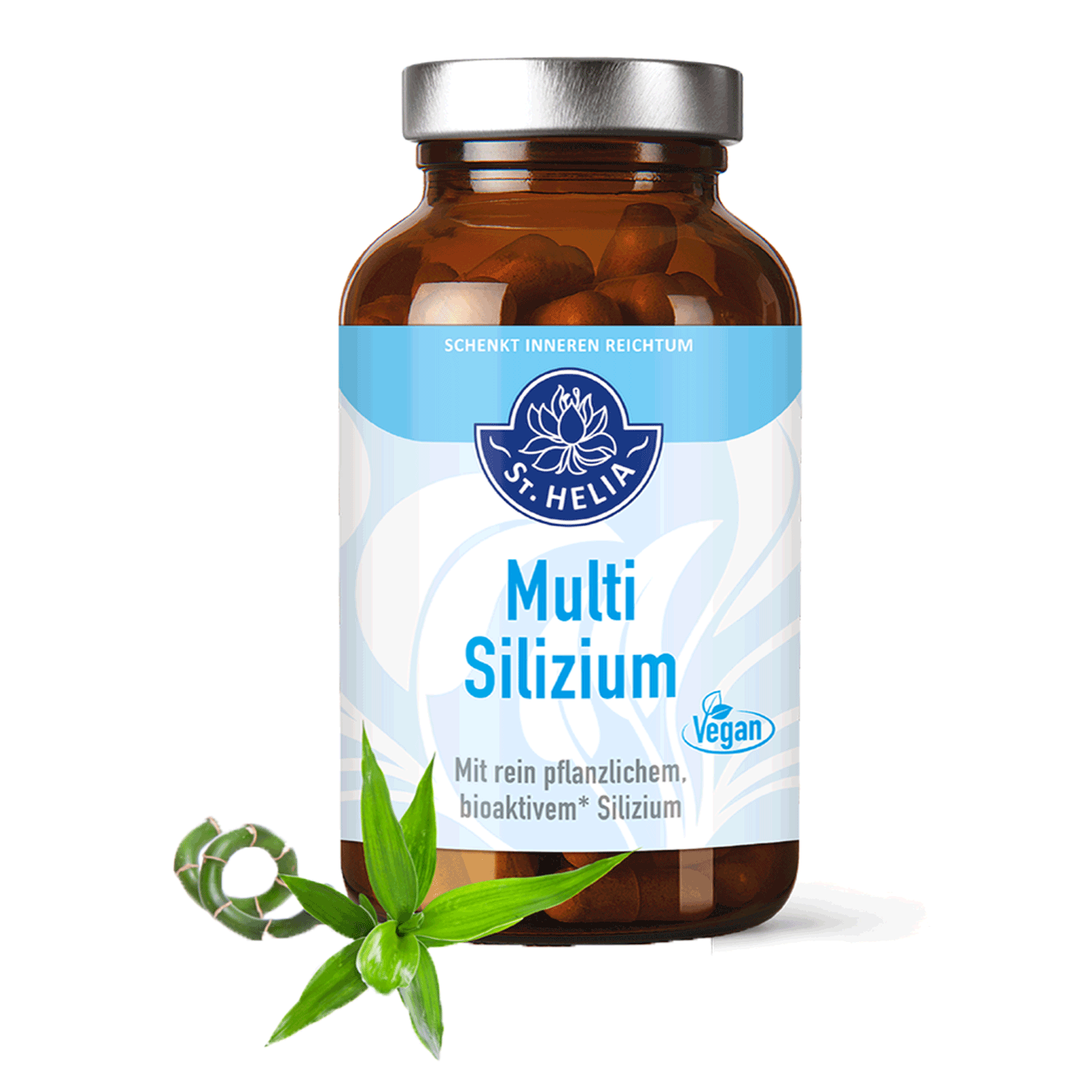 Multi Silizium Bambus Kräuter St. Helia 150 Kapseln Multi Silizium mit Bambus und Kräutern von St. Helia beinhaltet 150 Kapseln