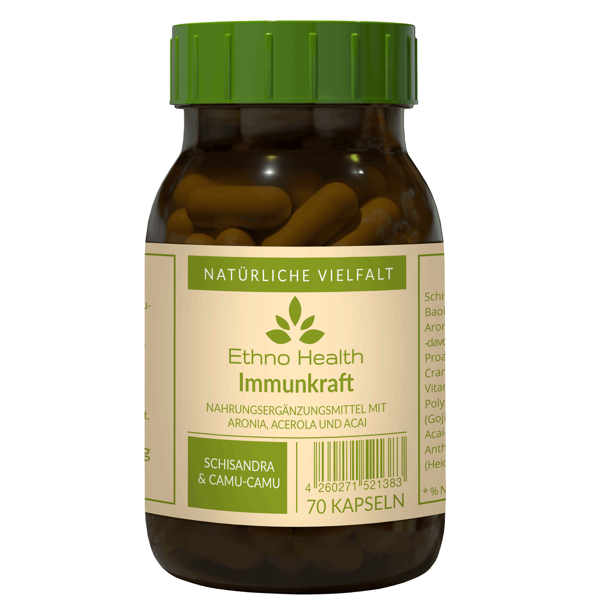 Immunkraft von Ethno Health beinhaltet 70 Kapseln