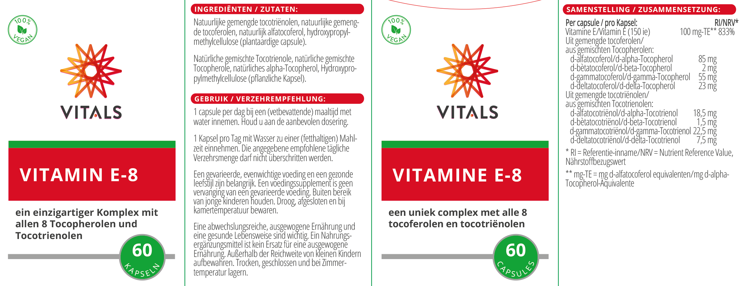 Vitals Vitamin E-8, 60 Kapseln  EAN: 8716717003372