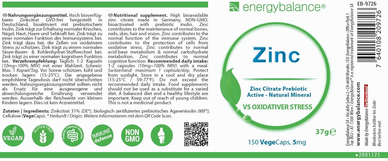 Zinc Etikett von Energybalance