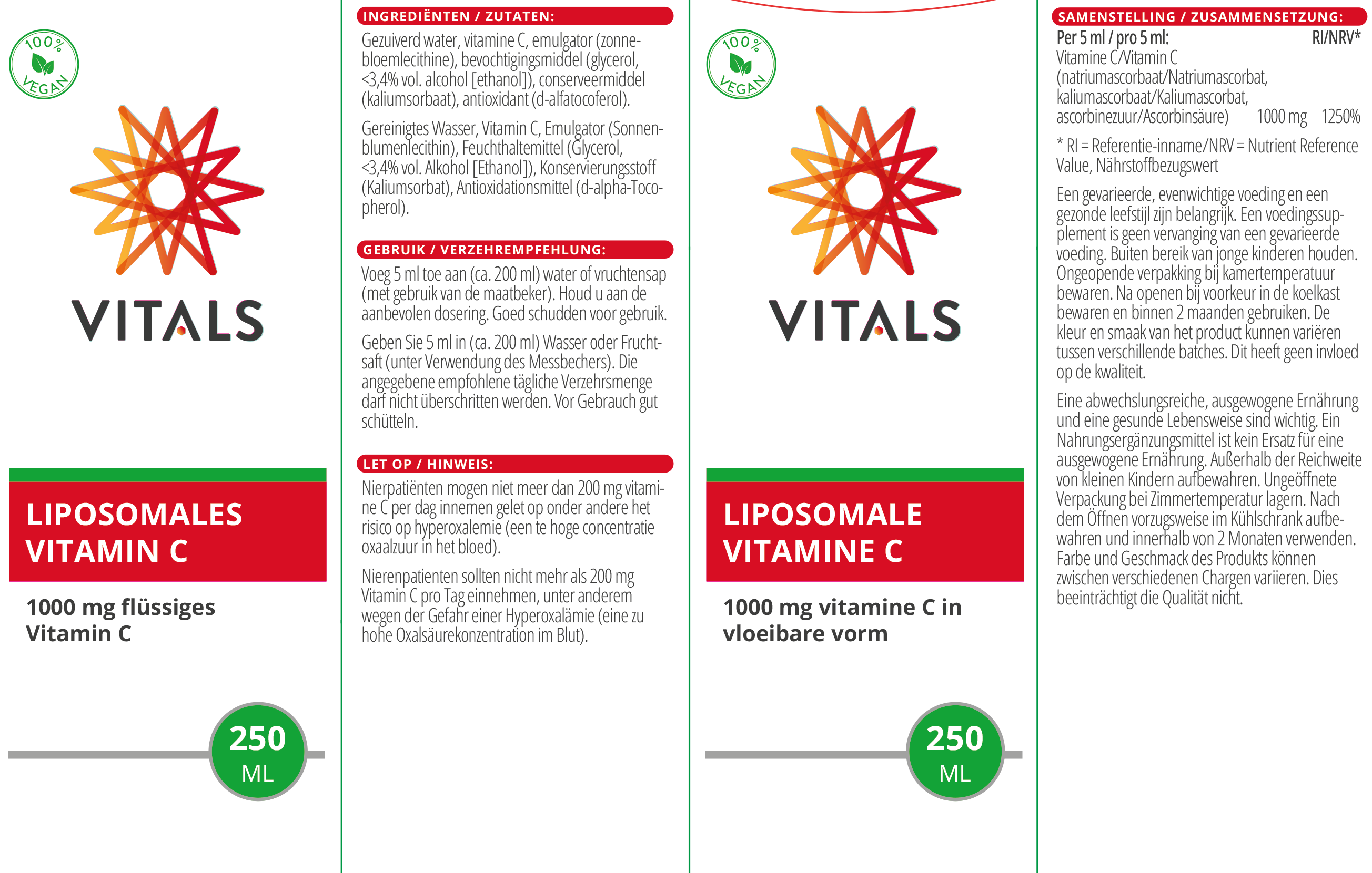 Vitals Liposomal Vitamin C, 250 ml  EAN: 8716717004164