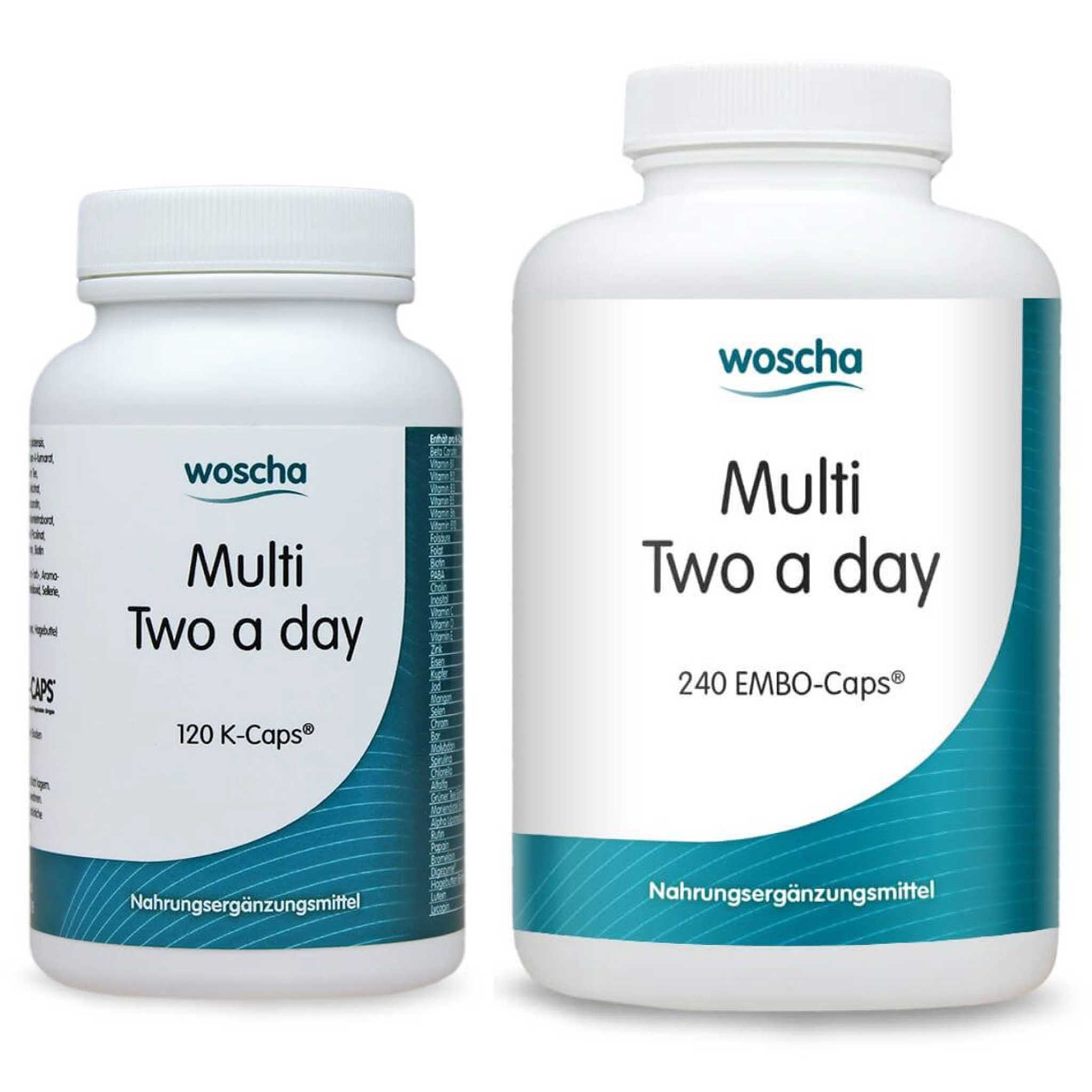 Woscha Multi Two a day von podo medi in 120 Kapsel und 240 Kapsel Version Vorschau