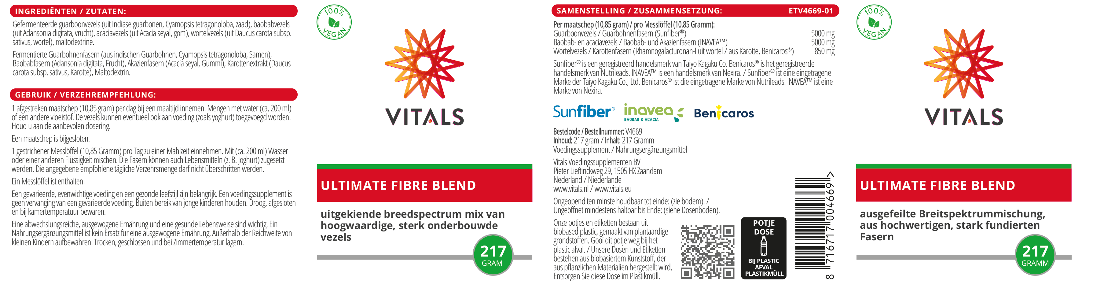 Vitals Ultimate Fibre Blend, 217 Gramm  EAN: 8716717004669