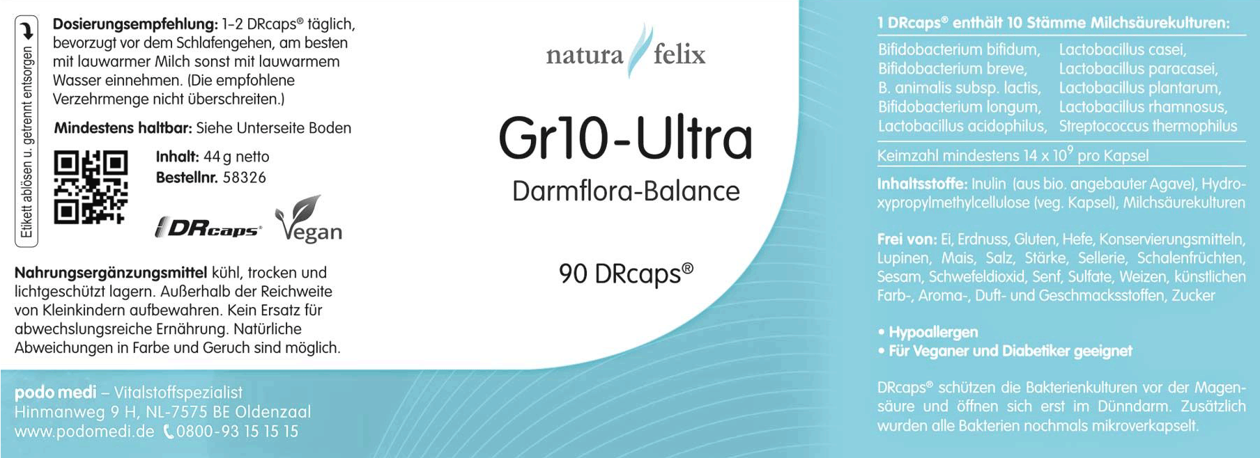 Woscha GR10-Lactis podo medi 60 DRcaps Etikett Woscha GR10-Lactis podo medi 60 DRcaps Etikett