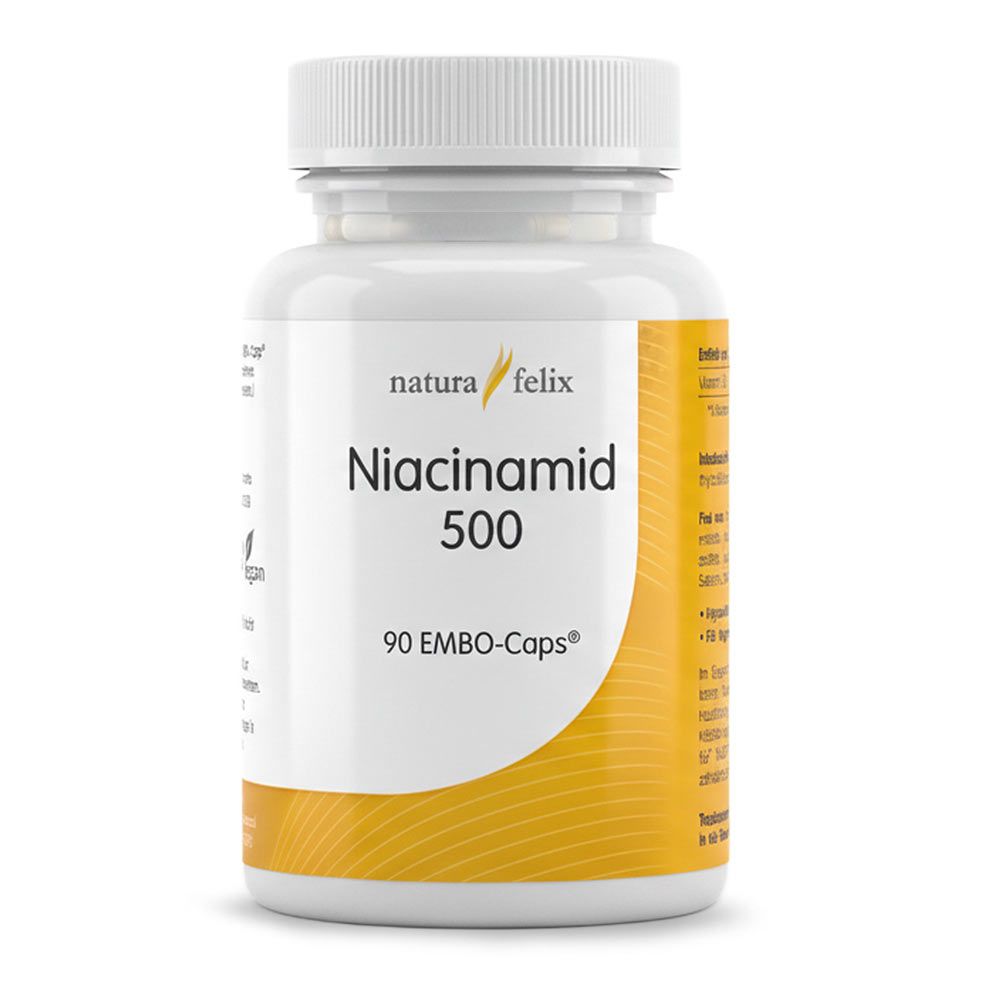 natura-felix Niacinamid 500 von podo medi beinhaltet 90 Kapseln