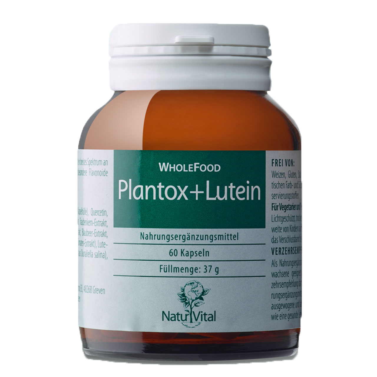 Plantox plus Lutein von Natur Vital beinhaltet 60 Kapseln