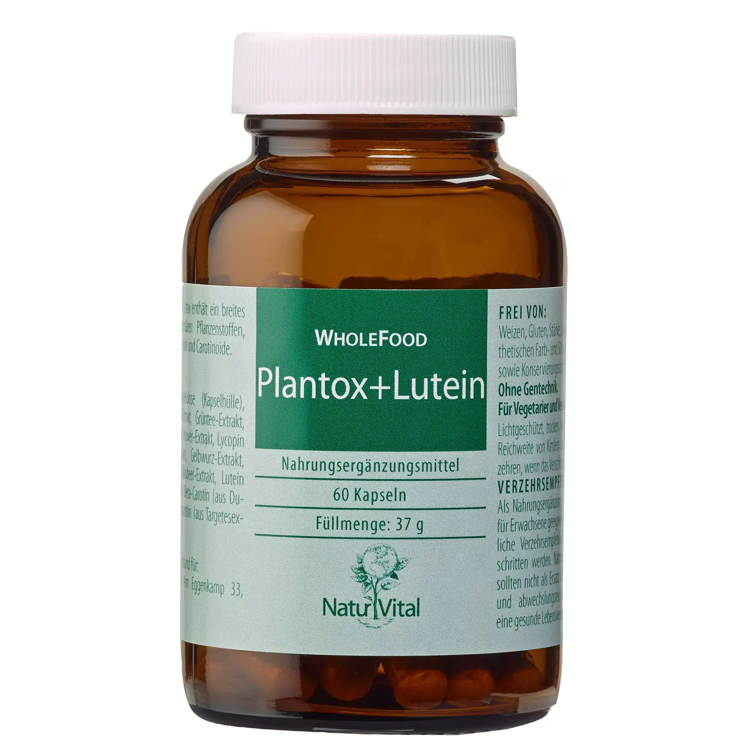 Plantox plus Lutein von Natur Vital beinhaltet 60 Kapseln