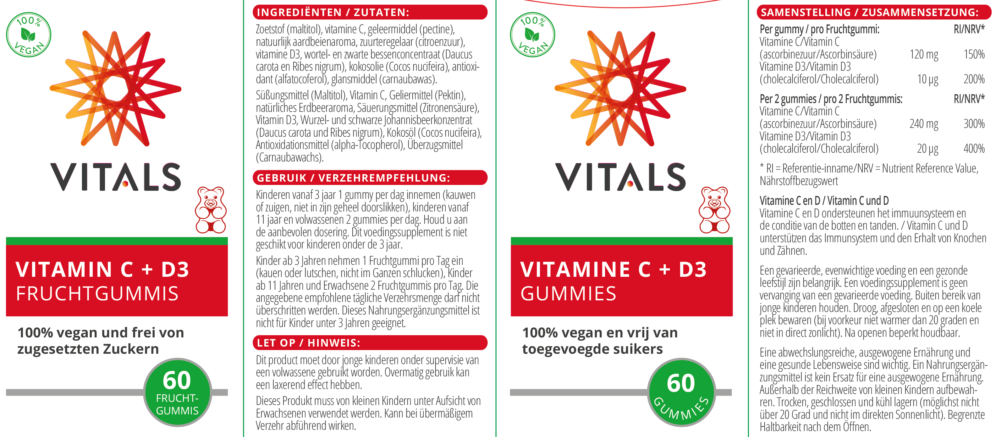 Vitals Vitamin C + D3, 60 Fruchtgummis  EAN: 8716717004003
