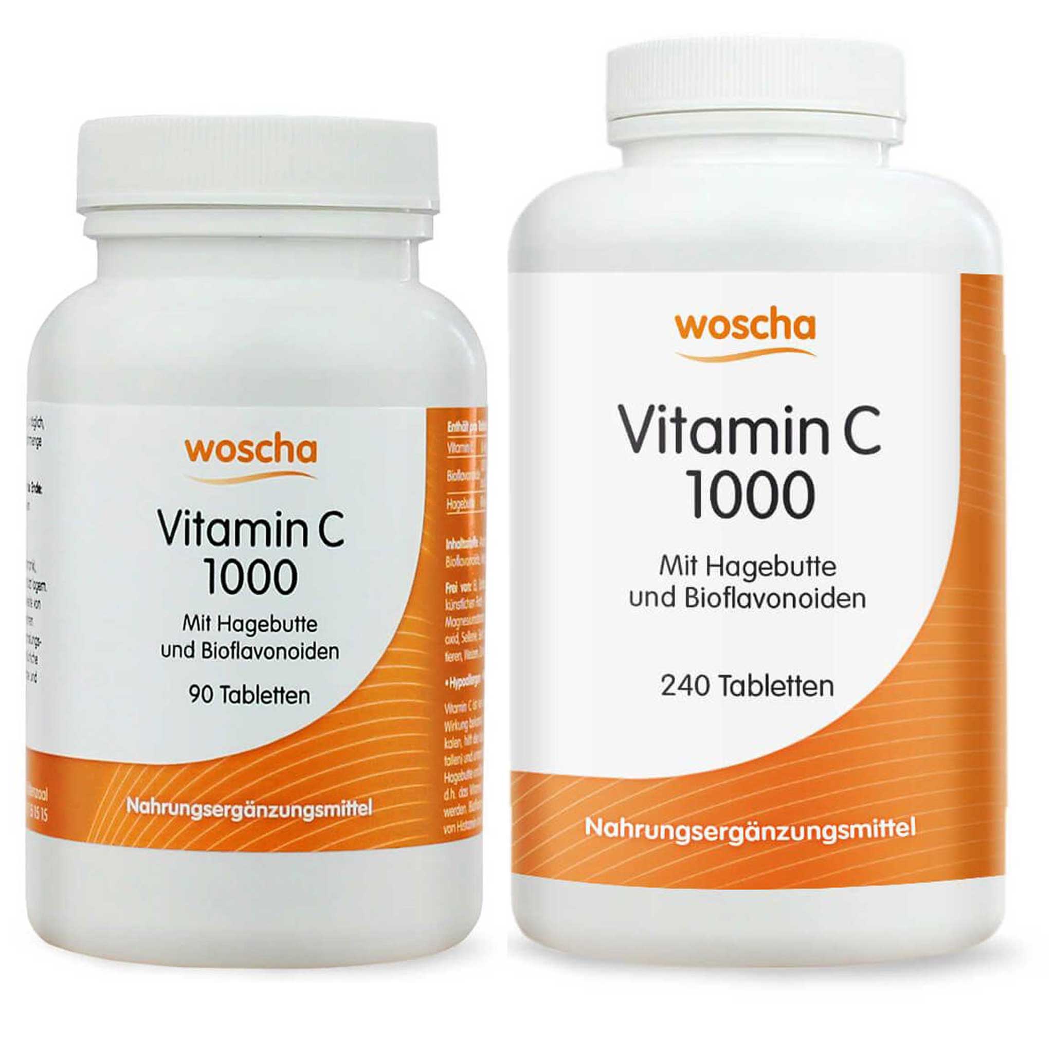 Woscha Vitamin C 1000 mit Hagebutte von podo medi in 90 Tabletten und 240 Tabletten Version Vorschau
