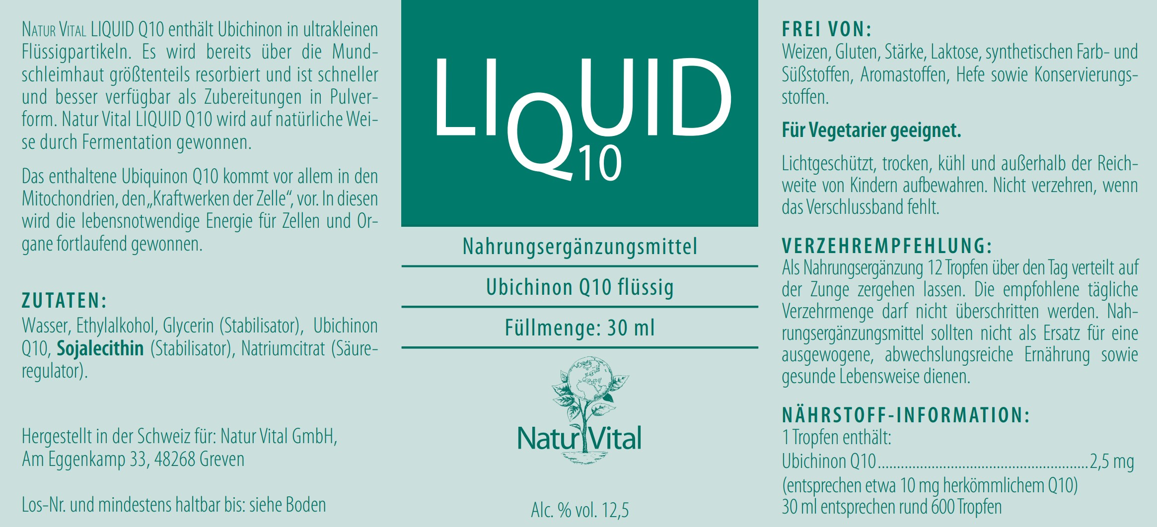 Natur Vital Q10 Liquid Ubichinon, 30 ml  EAN: 4262512990361